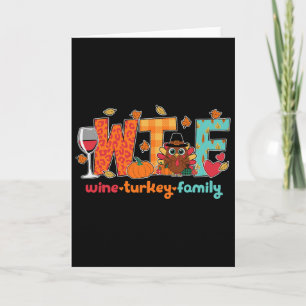 Wein Truthahn Familie Lustiges Erntedankfest Abend Karte