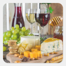 Wein u. Käse Cheeseplate Aperitif-Aufkleber
