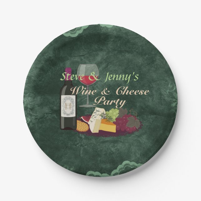 Wein-u. Käse-Party Pappteller (Vorderseite)