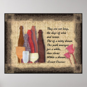 Wein u. Rosen-Kunst-Gedicht Poster