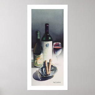 "Wein-u. Zigarren-" Stillleben-Aquarell Poster
