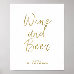 Wein und Bier 8x10 Gold Imitate Foil Sign Poster