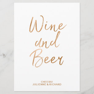 Wein- und Bier-Hochzeitsschild   Stilvoller golden Einladung
