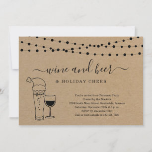 Wein und Bier & Holiday Cheer Weihnachten Party Einladung