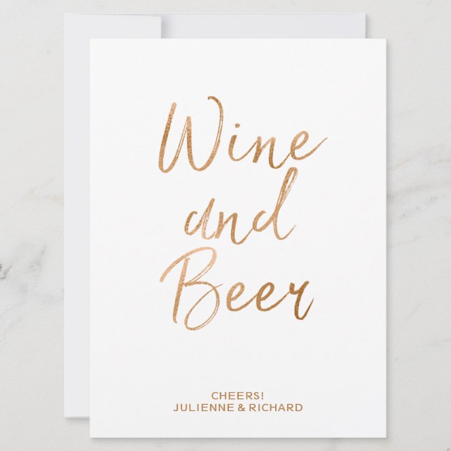 Wein- und Bierzellenzeichen | Stilvolle Gold-Rose Einladung (Vorderseite)