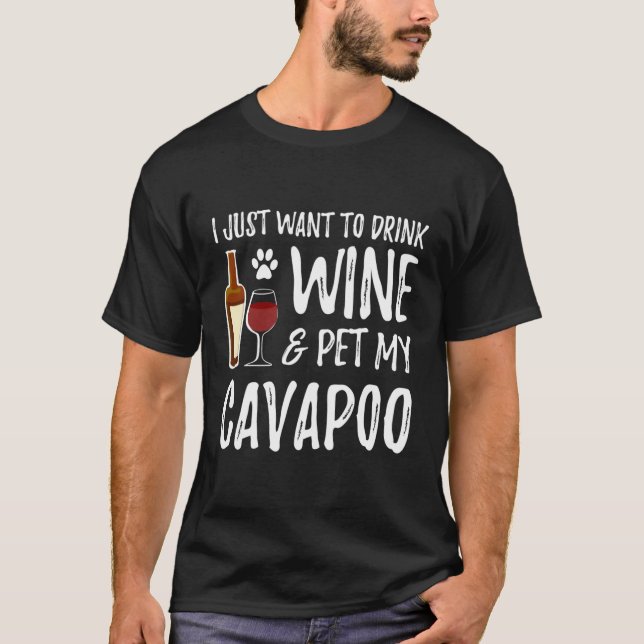 Wein und Cavapoo Shirt für Cavapoo Dog (Vorderseite)