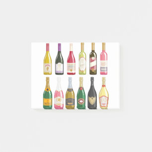 Wein und Champagnerflaschen Post-it Klebezettel