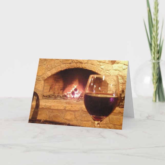 Wein und Feuer Feiertagskarte (Vorderseite)