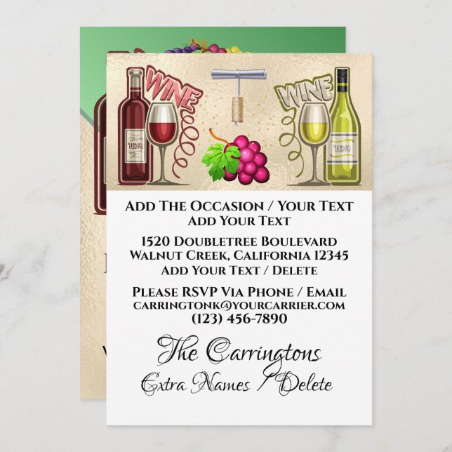 Wein und Freunde - siehe Zurück - Einladung (Vorne/Hinten)