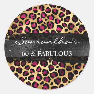 Wein und Goldfolie Leopard 60 & Fantastisch Runder Aufkleber