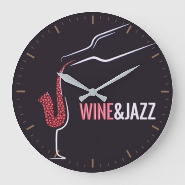Wein und Jazz Große Wanduhr (Vorderseite)