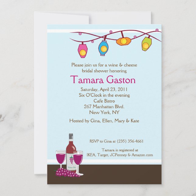 Wein- und Käse-12x18 Brautparty laden ein Einladung (Vorderseite)