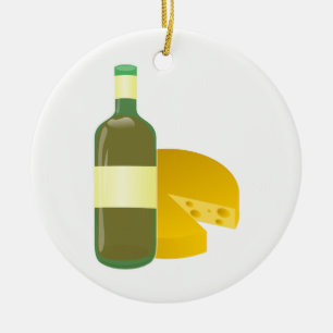 Wein und Käse Keramik Ornament