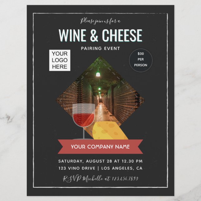 Wein und Käse Pairing Event hinzufügen Foto und Lo Flyer (Vorne)