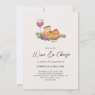 Wein- und Käse-Verlobungsfeier Einladung