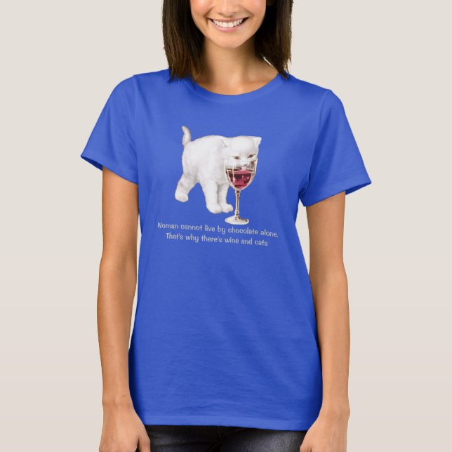 Wein-und Katzen-Liebhaber-Zitat-T - Shirt (Vorderseite)