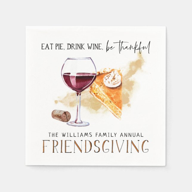 Wein und Kuchen | Friendsgiving Erntedank Party Serviette (Vorderseite)