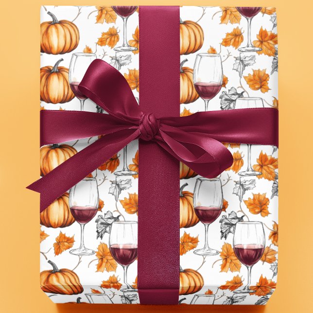 Wein und Kürbisgewässer Herbst Geschenkpapier (Von Creator hochgeladen)