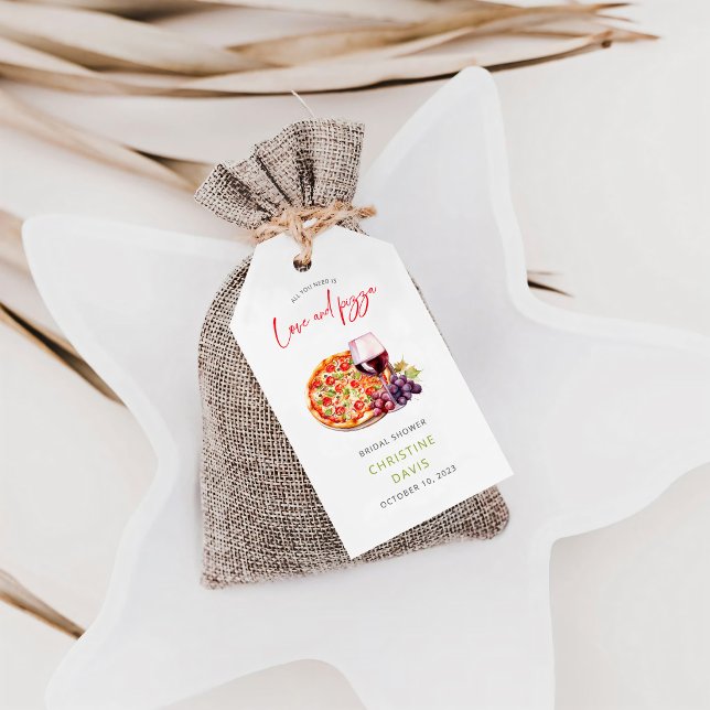 Wein und Pizza Brautparty Geschenkanhänger (Von Creator hochgeladen)
