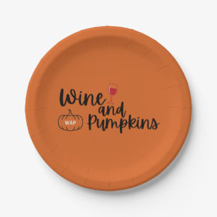 Wein und Pumpkins Orange & Black Halloween-Party Pappteller