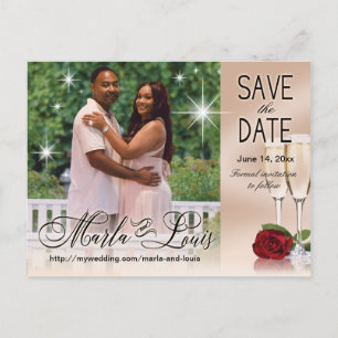 Wein und Rose Foto Save the Date Rosa Ankündigungspostkarte