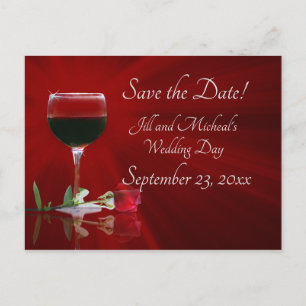 Wein und Rose Save the Date Einladungspostkarte