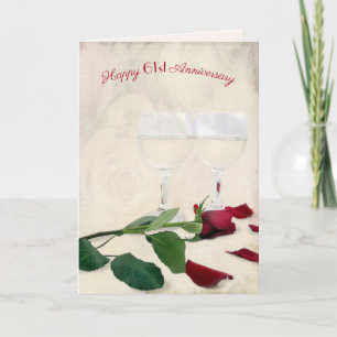 Wein- und Rosenkarte zum 61. Hochzeitstag Karte