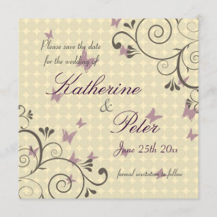 Wein und Schmetterling Save the Date Einladung Cre