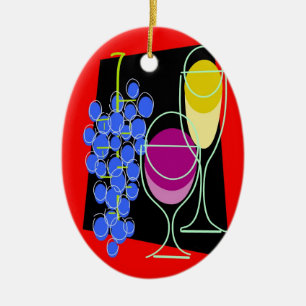 Wein und Trauben Keramikornament