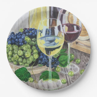 Wein und Trauben Pappteller