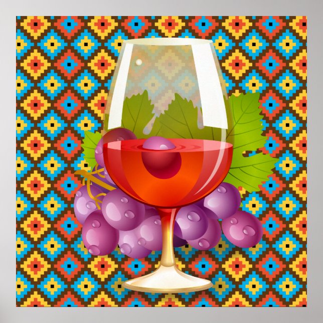 Wein und Trauben Poster (Vorne)