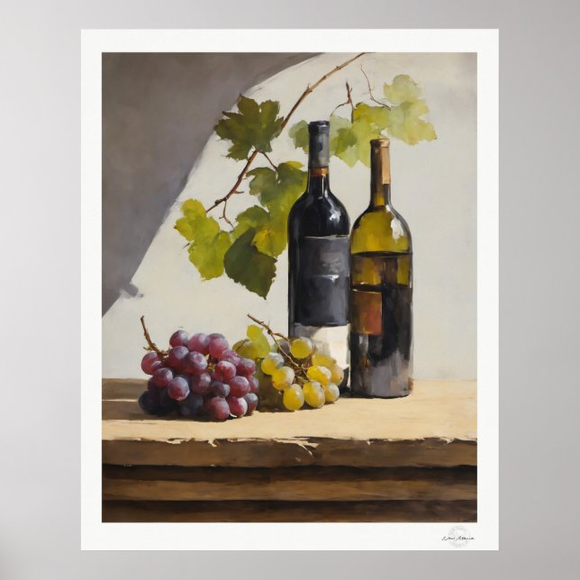 Wein- und Trauben-Stillleben-Plakat Poster (Vorne)