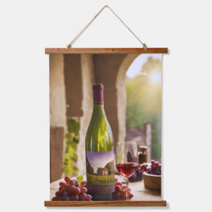 Wein- und Traubenteppich Wandteppich Mit Holzrahmen