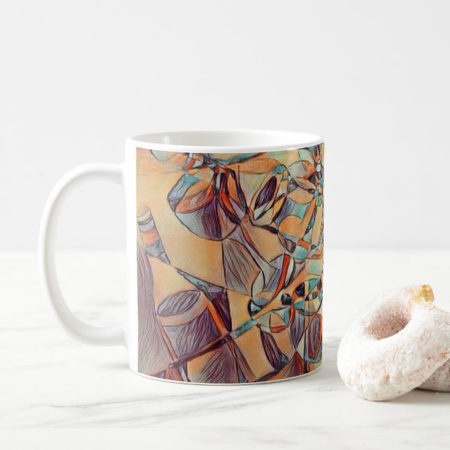 Wein und Weinflaschen Kunst Tasse Kaffee (Mit Donut)
