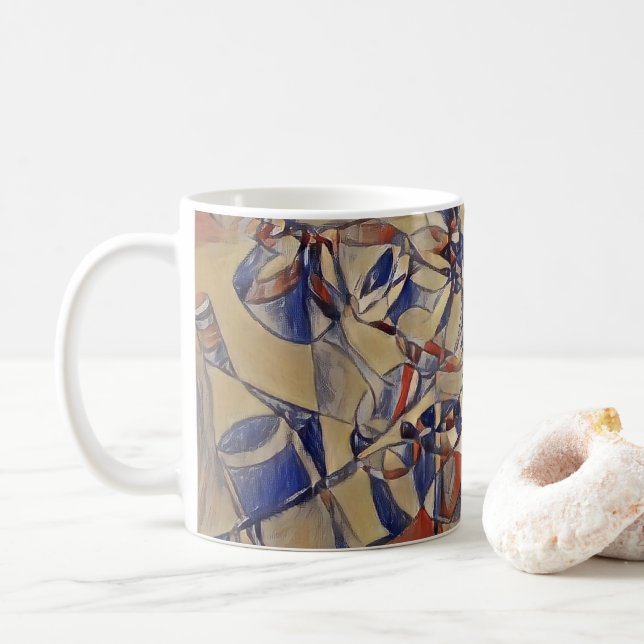 Wein und Weinflaschen Kunst Tasse Kaffee (Mit Donut)