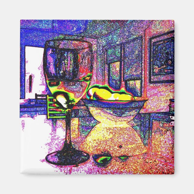 Wein und Zitronen I - Kühlschrank Magnet (Vorne)