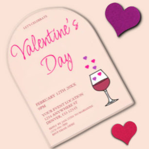 Wein Valentinstag Party Acryleinladungen