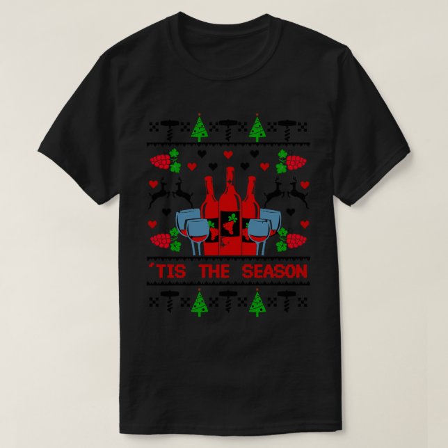 Wein Weihnachten Funny Wine Weihnachtsgeschenk 6 T-Shirt (Design vorne)