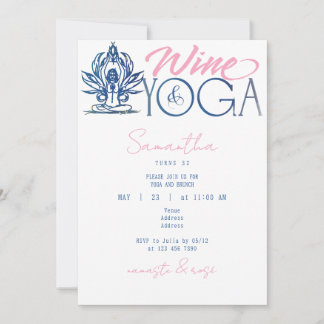 Wein & Yoga Namaste & Rose Minimaler Brunch Geburt Einladung