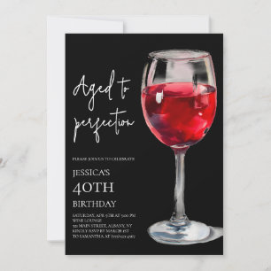 Wein zum 40. Geburtstag - Black Aged to Perfection Einladung