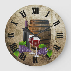Weinbarrel und Brille Große Wanduhr