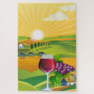 Weinbauernhof Land Sommer Sommelier Sonnenaufgang Puzzle