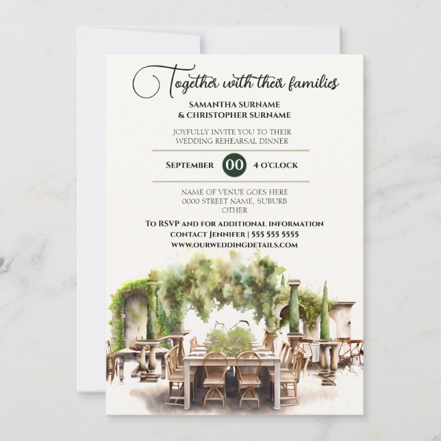 Weinberg al Fresco zum Abendessen Einladung (Vorderseite)