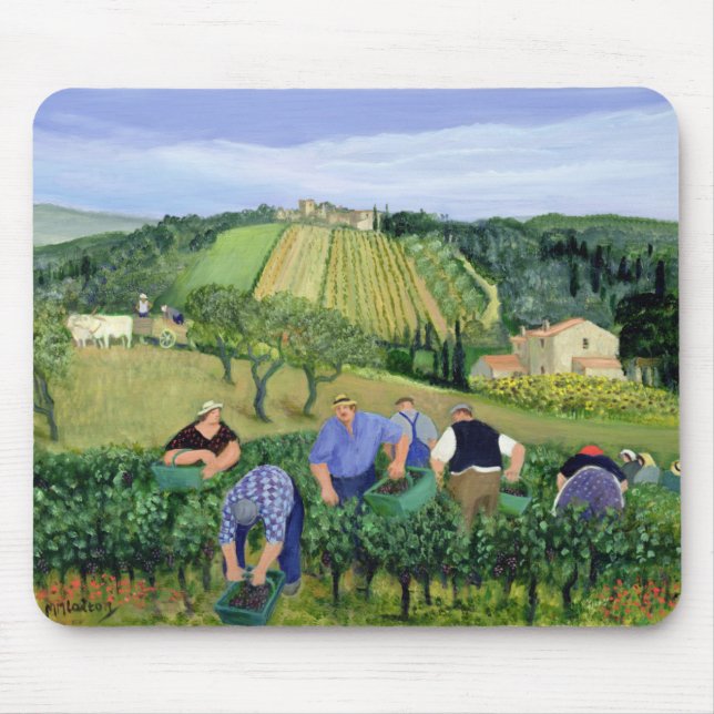 Weinberg-Oliven und Sonnenblumen Mousepad (Vorne)