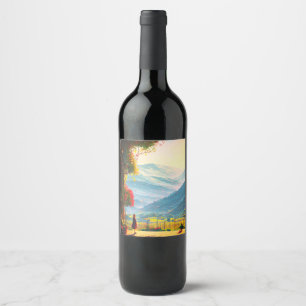 Weinberg, Sommer, gemütlich, С komfortabel Weinetikett