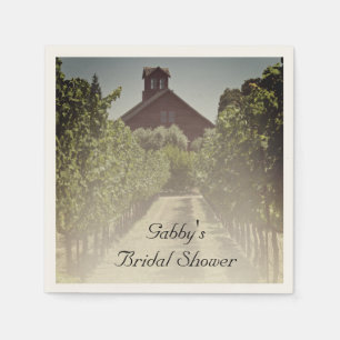 Weinberge und rustikales Rotes Brautparty Serviette