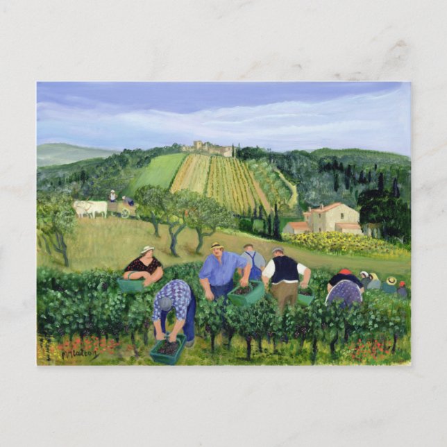 Weinberge und Sonnenblumen Postkarte (Vorderseite)