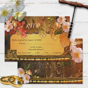 Weinbergs-Hochzeit RSVP-Karte mit QR-Code für Wein RSVP Karte