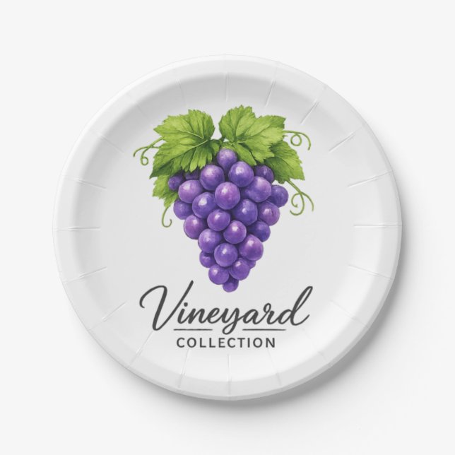 Weinbergs-Trauben-Rustikale-Party-Papierplatten Pappteller (Vorderseite)