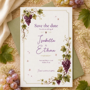 Weinbergslila Trauben Elegante Wasserfarbe Lavende Save The Date